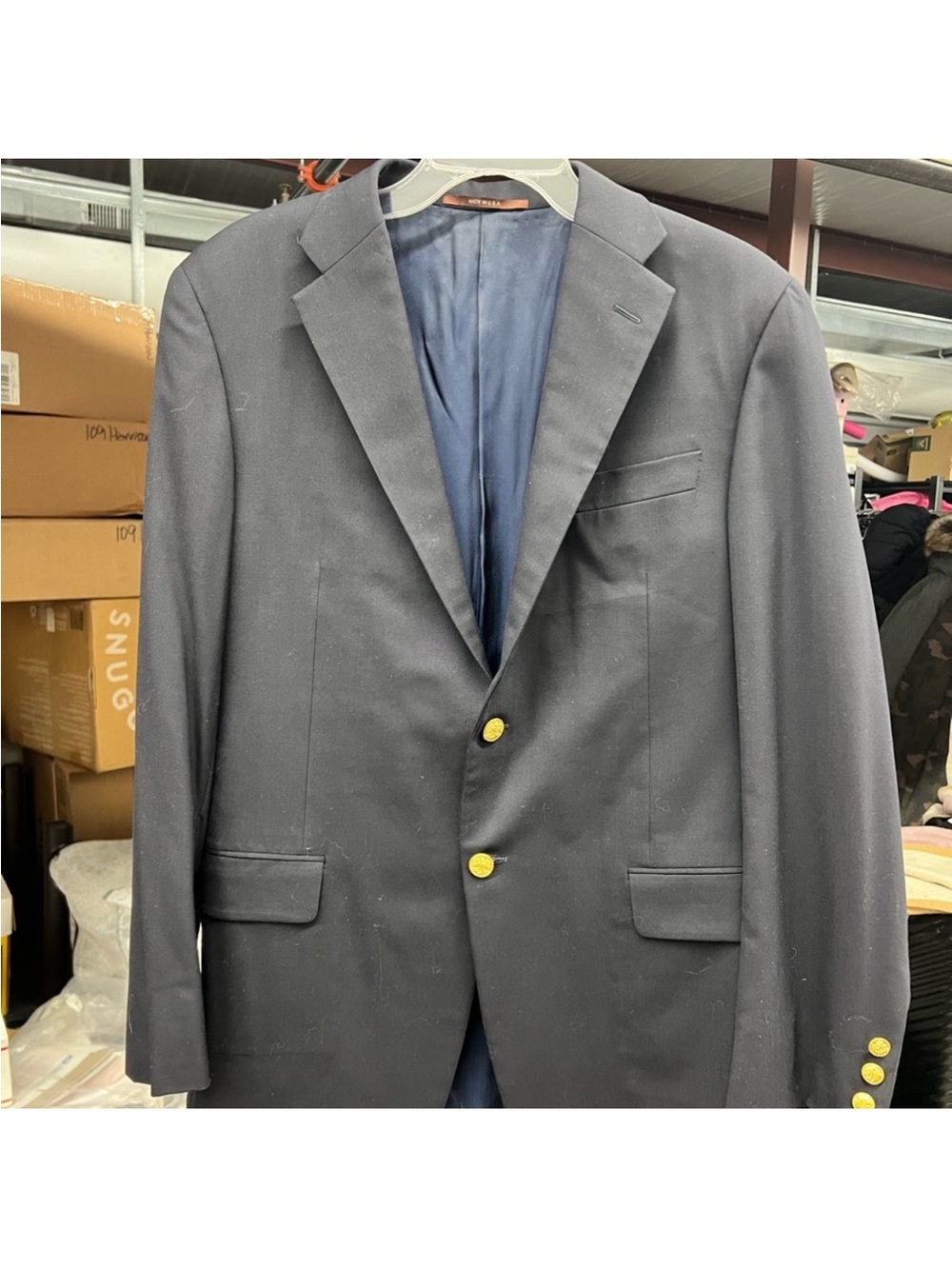Hickey Freeman Navy Blazer with Gold Buttons